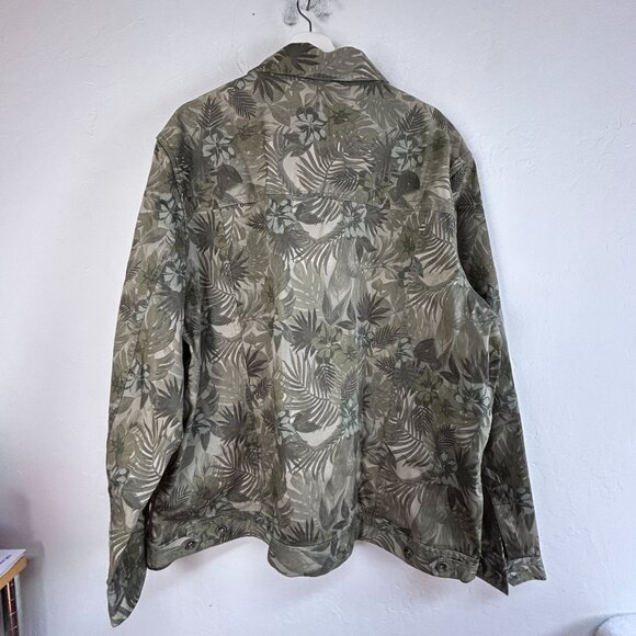 Tommy Bahama Mens 2XL Boracay Como Camo Trucker Jacket Tea Leaf Green Pockets - Picture 2 of 8